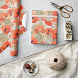 Papel De Regalo Naranja Poppy Meadow