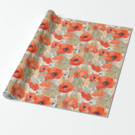 Papel De Regalo Naranja Poppy Meadow