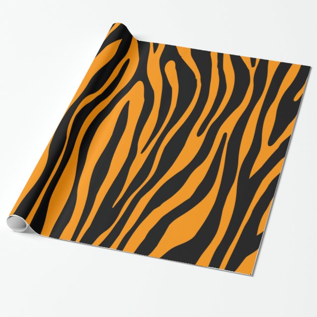 Papel De Regalo Naranja Princeton Estampado Cebra (Desenrollado)