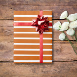 Papel De Regalo Naranja quemado y franja horizontal blanca<br><div class="desc">Papel de ajuste rayado horizontal y Naranja quemado y blanco</div>