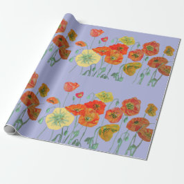 Papel De Regalo Naranja Red Poppies Mauve Purple Watercolor