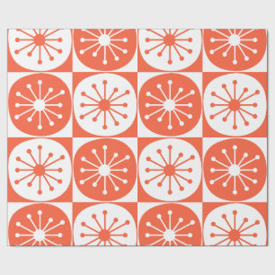 Papel De Regalo Naranja retro atómico moderno de mediados del sigl
