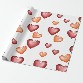 Papel De Regalo Naranja rojo de patrón cardíaco para El día de San