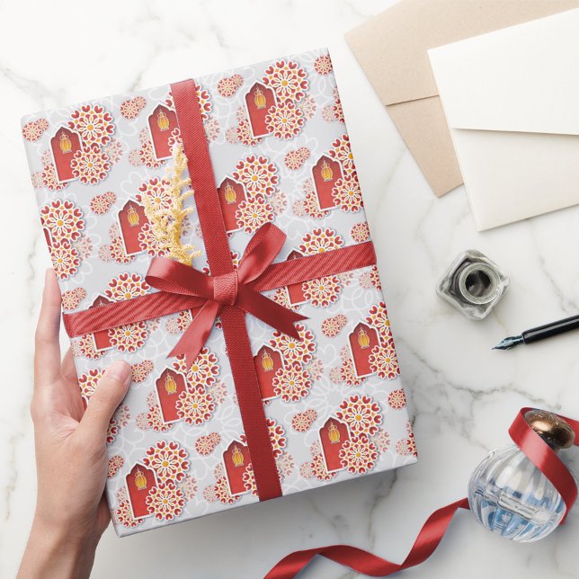 Papel De Regalo Naranja Rojo Flor Amarilla Noche Arábiga Quinceañe (Subido por el creador)