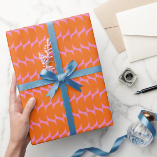 Papel De Regalo Naranja rosa brillante Patrón geométrico moderno d