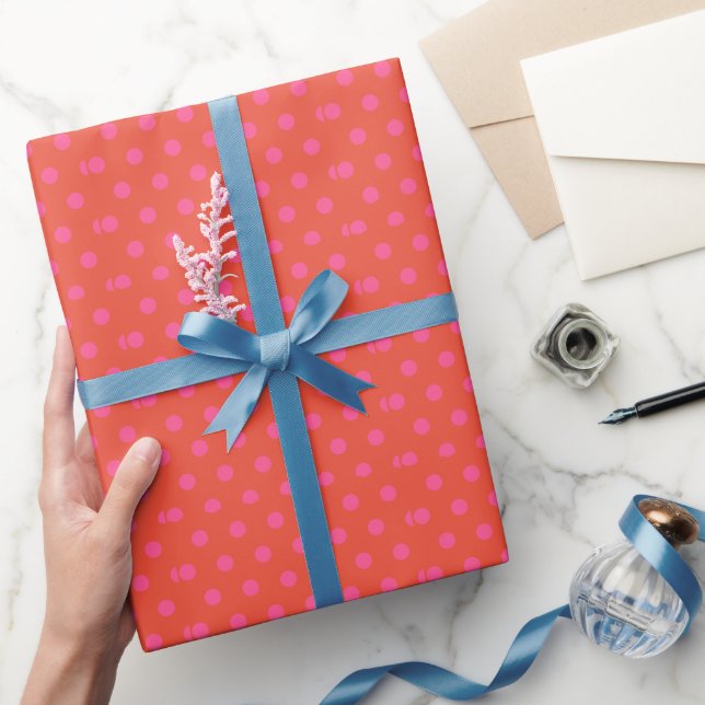 Papel De Regalo Naranja rosado y rojo monogramado (Regalar)