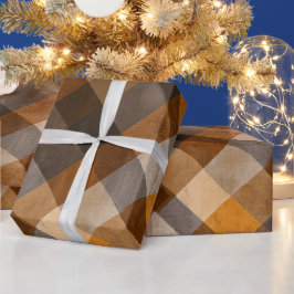 Papel De Regalo Naranja Rústico Marrón Óxido Plaid Patrón de Arcil