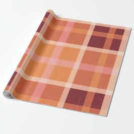 Papel De Regalo Naranja Rústico Otoño Otoño Tartán