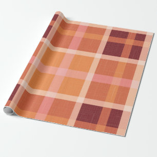 Papel De Regalo Naranja Rústico Otoño Otoño Tartán