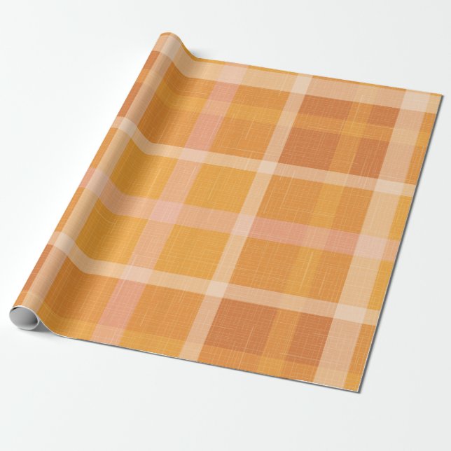 Papel De Regalo Naranja Rústico Otoño Otoño Tartán Wrapping P (Desenrollado)