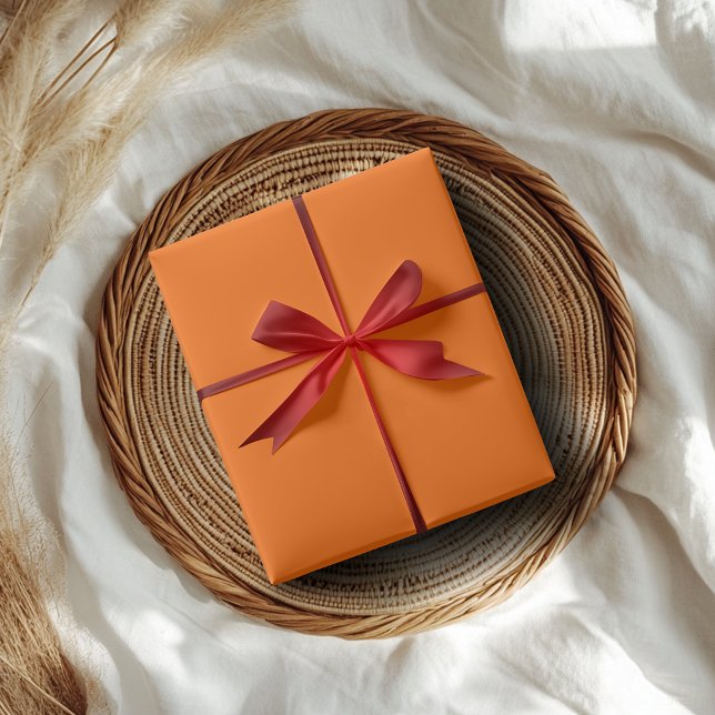 Papel De Regalo Naranja Sólido Crepuscular Neon | Clásico | Elegan (Subido por el creador)