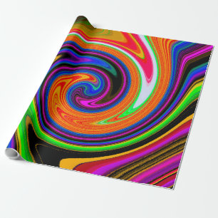 Papel De Regalo Naranja Swirl Retro