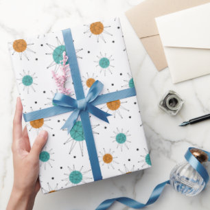 Papel De Regalo Naranja Turquoise Franciscano Starburst Mid Centur