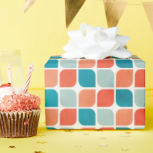 Papel De Regalo Naranja Vintage y mosaico moderno Verde azulado de