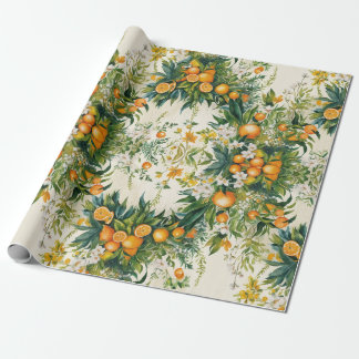 Papel De Regalo Naranja Vocabulario de clementina follaje floral