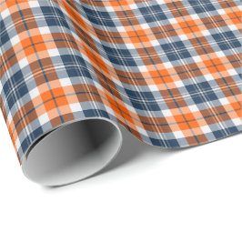 Papel De Regalo Naranja y Blue Sporty Plaid