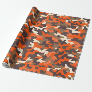 Papel De Regalo Naranja y Brown Camo