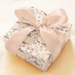 Papel De Regalo Naranja y crema dulce bebé calabaza
