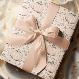Papel De Regalo Naranja y crema dulce bebé calabaza