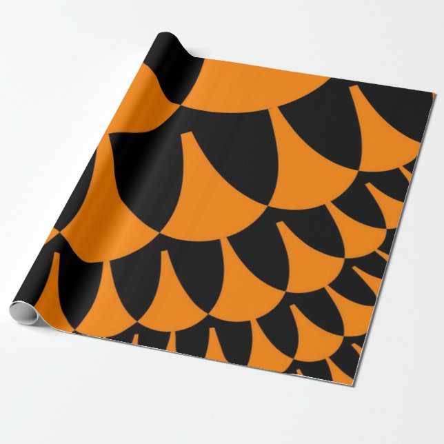 Papel De Regalo Naranja y escalas negras (Desenrollado)