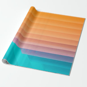 Papel De Regalo Naranja y ilustracion verde azulado