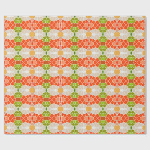 Papel De Regalo Naranja y patrón verde