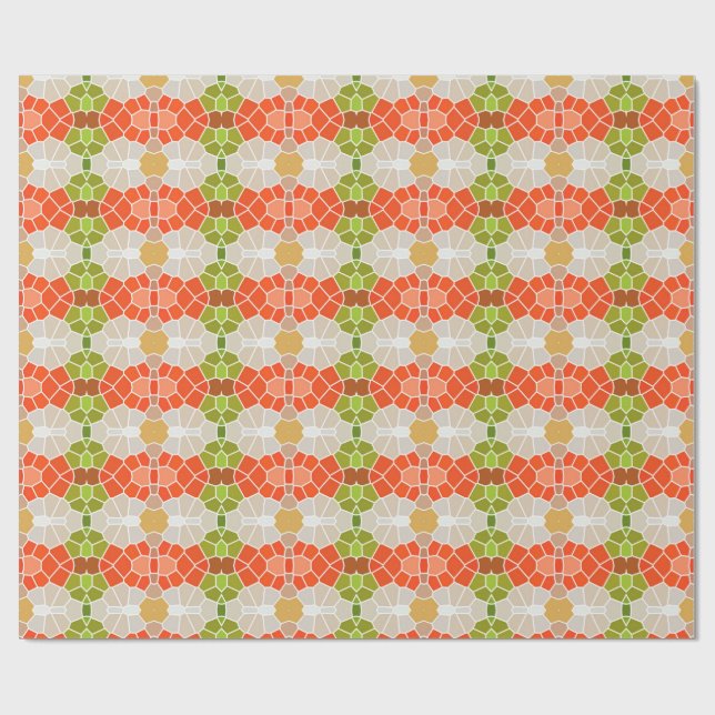 Papel De Regalo Naranja y patrón verde (Superficie plana)