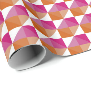 Papel De Regalo Naranja y tablero de cheques rosa