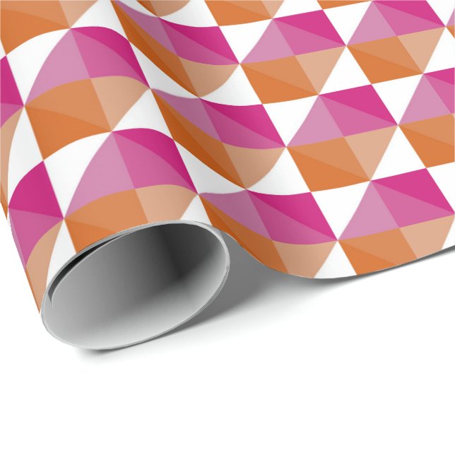 Papel De Regalo Naranja y tablero de cheques rosa (Esquina del rollo)