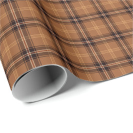Papel De Regalo Naranja y tela escocesa rústica de Brown