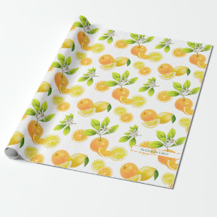 Papel De Regalo Naranjas artísticos de frutas cítricas y Patten de