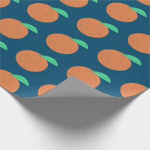 Papel De Regalo Naranjas coloridos Fruity Fun Citrus Pattern Navy