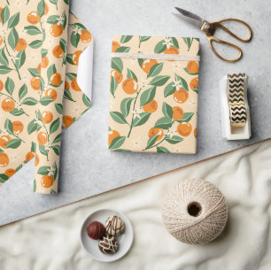 Papel De Regalo Naranjas de la Vintage de Verano Boho Fruto de la 