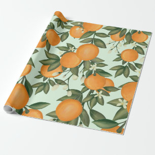 Papel De Regalo Naranjas de verano frescos vegetación de cítricos 