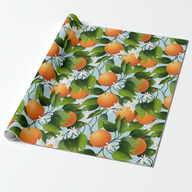 Papel De Regalo Naranjas Floral Fruit Garden (Desenrollado)