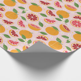 Papel De Regalo Naranjas Patrón de cítricos luz rosa