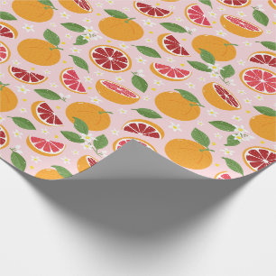 Papel De Regalo Naranjas Patrón de cítricos luz rosa