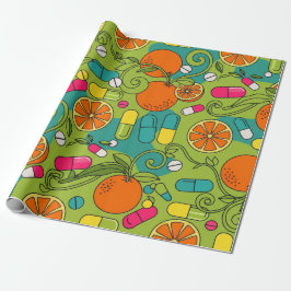 Papel De Regalo Naranjas Retro de Medicina y Farmacia