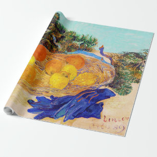 Papel De Regalo Naranjas y Lemons con guantes azules, Van Gogh