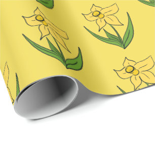 Papel De Regalo Narcisos de Pascua Amarillo Soleado