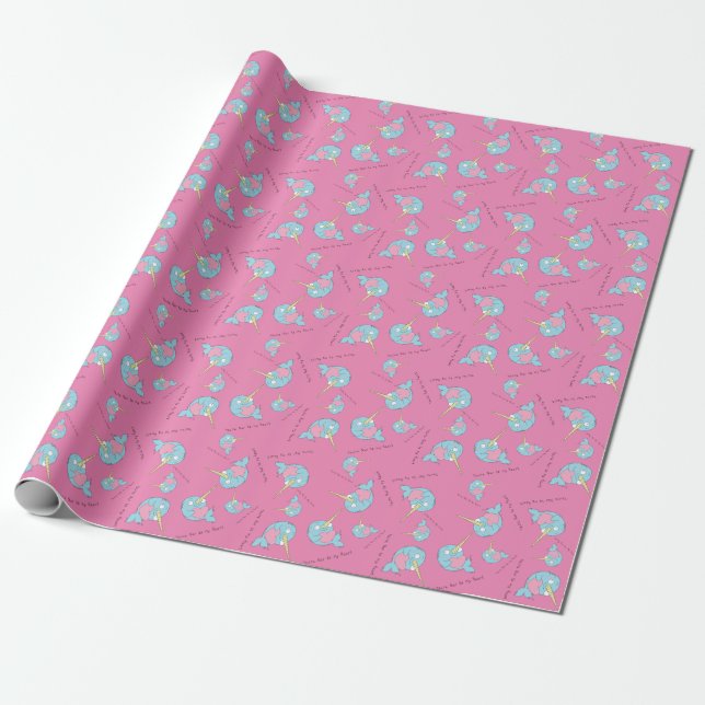 Papel De Regalo Narwhal con el diario de Heart Valentine (Desenrollado)