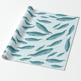 Papel De Regalo Narwhal en el patrón del océano azul