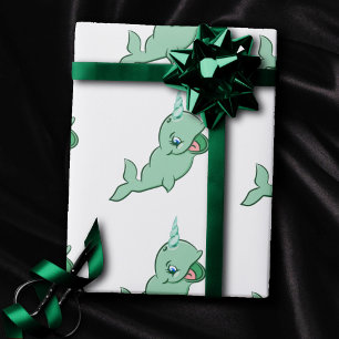 Papel De Regalo Narwhal Green   Fiesta de la Casa de la Moneda Per