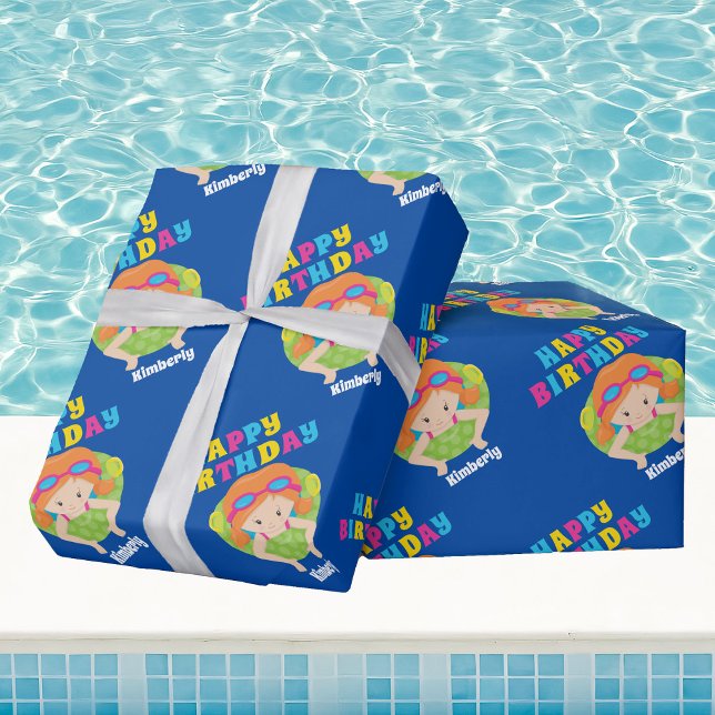 Papel De Regalo Natación Chica de equipo Cute Redhead Kids Pool Cu (Subido por el creador)