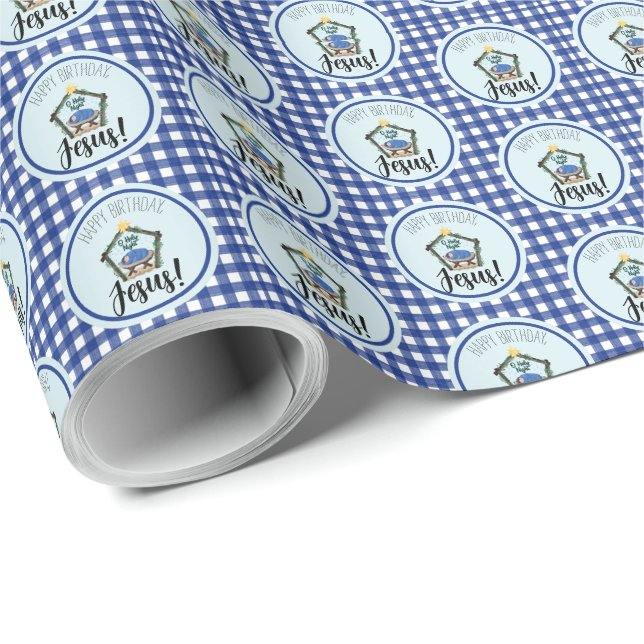 Papel De Regalo Natividad acuarela Feliz cumpleaños Jesús (Esquina del rollo)