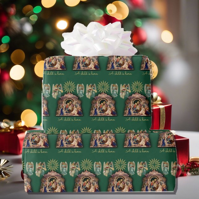 Papel De Regalo Natividad con ángeles Navidades Bebé Jesús Calidad (Subido por el creador)
