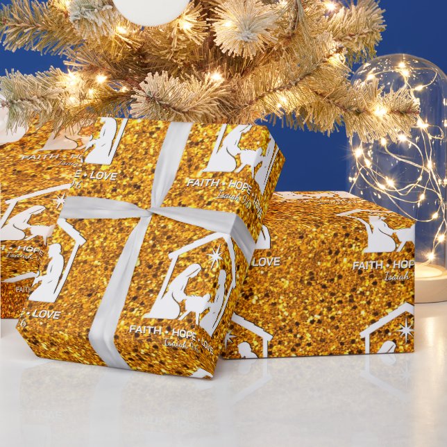 Papel De Regalo Natividad Cristiana Falso Brillo Navidad (Vacaciones)