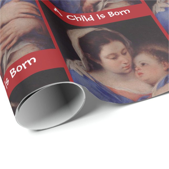Papel De Regalo Natividad de la madre y el niño Navidades (Esquina del rollo)