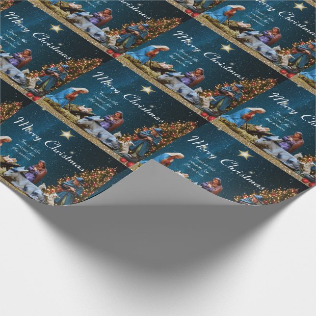 Papel De Regalo Natividad de Navidad con cita (Esquina)