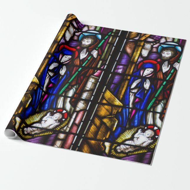 Papel De Regalo Natividad de vidrio manchado (Desenrollado)